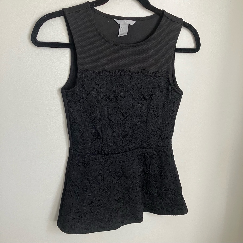H&M Peplum Tank Top with Lace Detail